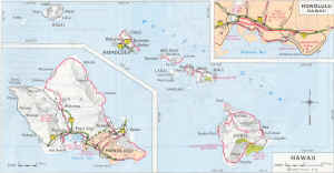 Kaart van Hawaii eilanden