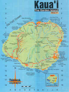 Kaart van Kauai